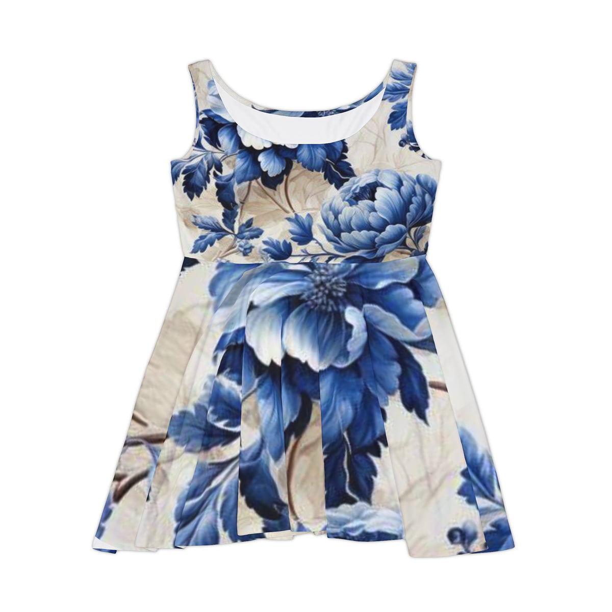 Blue Floral Skater Dress — Vintage Peony AOP Sundress