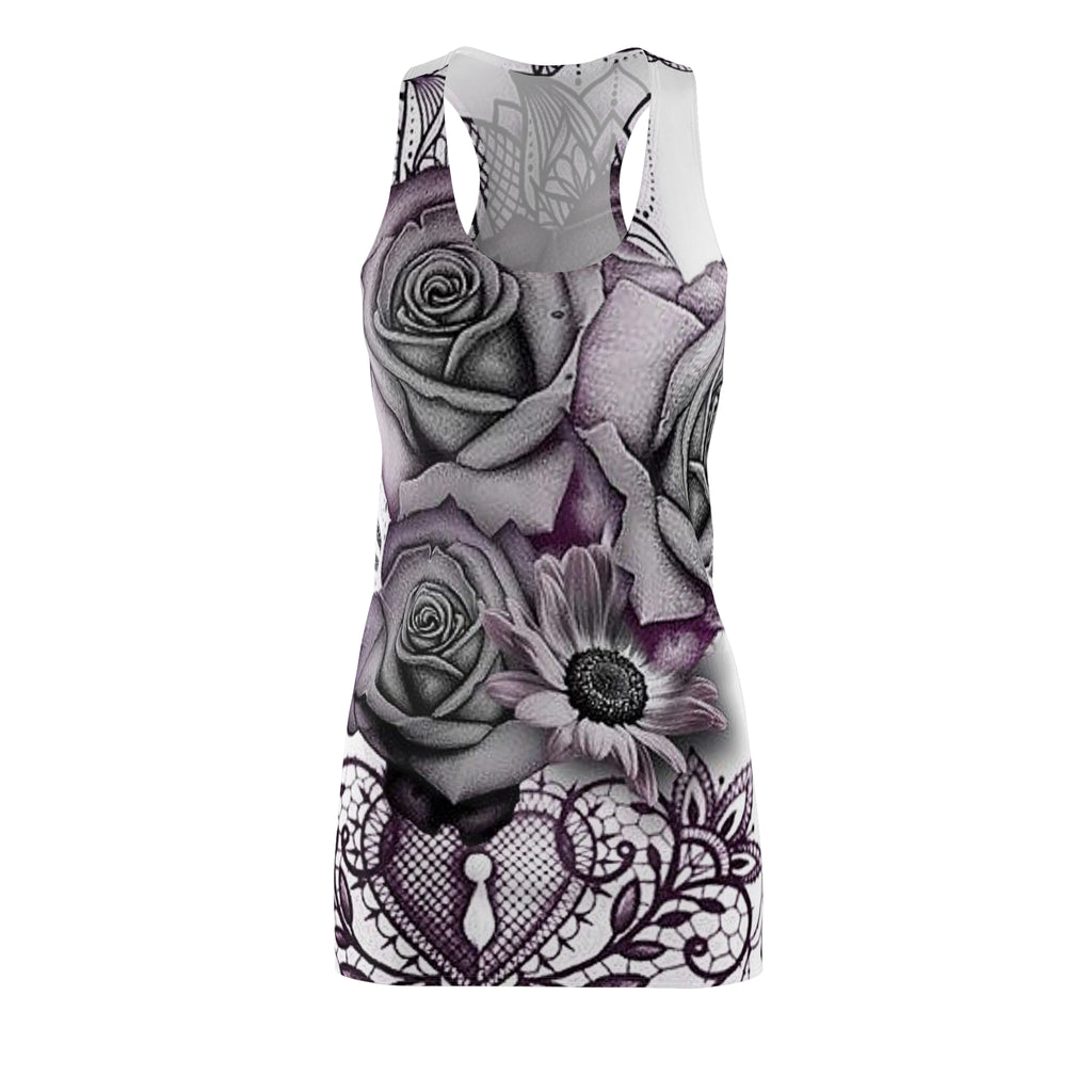 Floral Lace Heart Racerback Dress — Gothic Rose All-Over Print