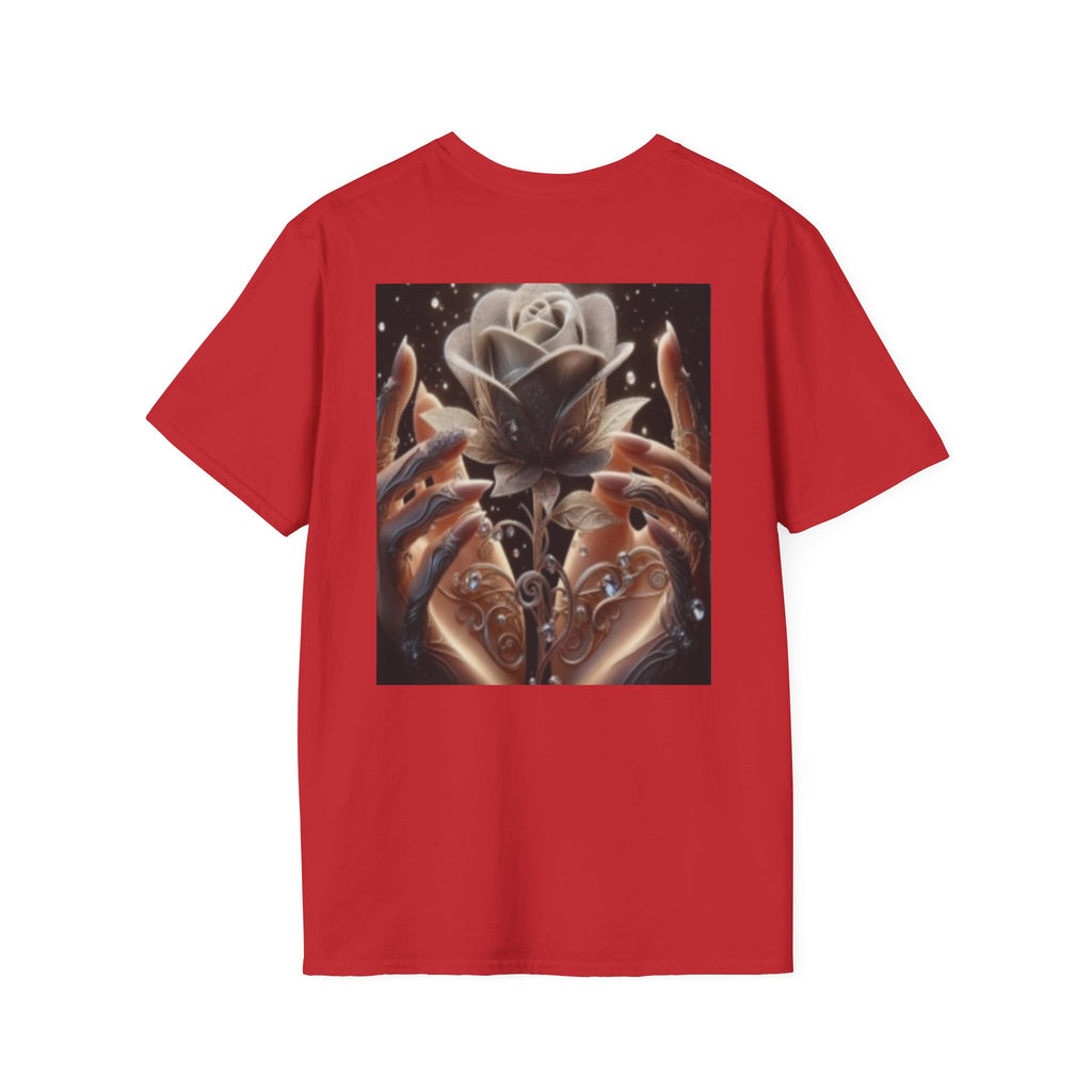 Floral Mystic Rose T‑Shirt — Ethereal Hands & Black Rose Graphic Tee