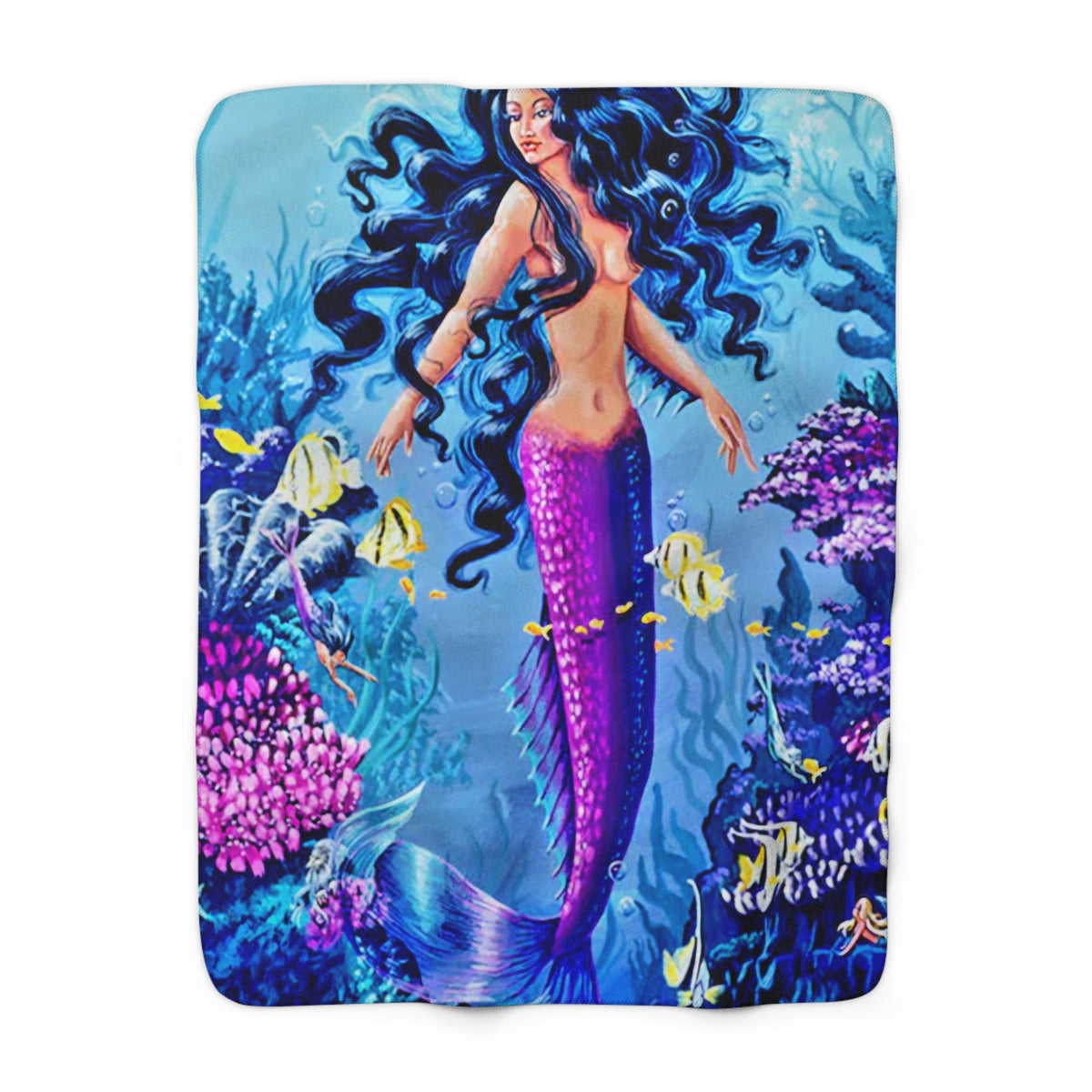 Mermaid Sherpa Fleece Blanket — Plush Ocean Fantasy Throw for Kids & Sea Lovers