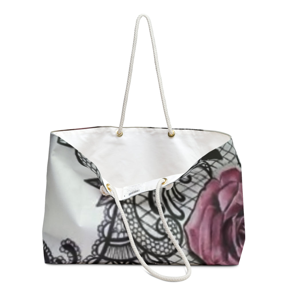 Floral Lace Rose Weekender Bag