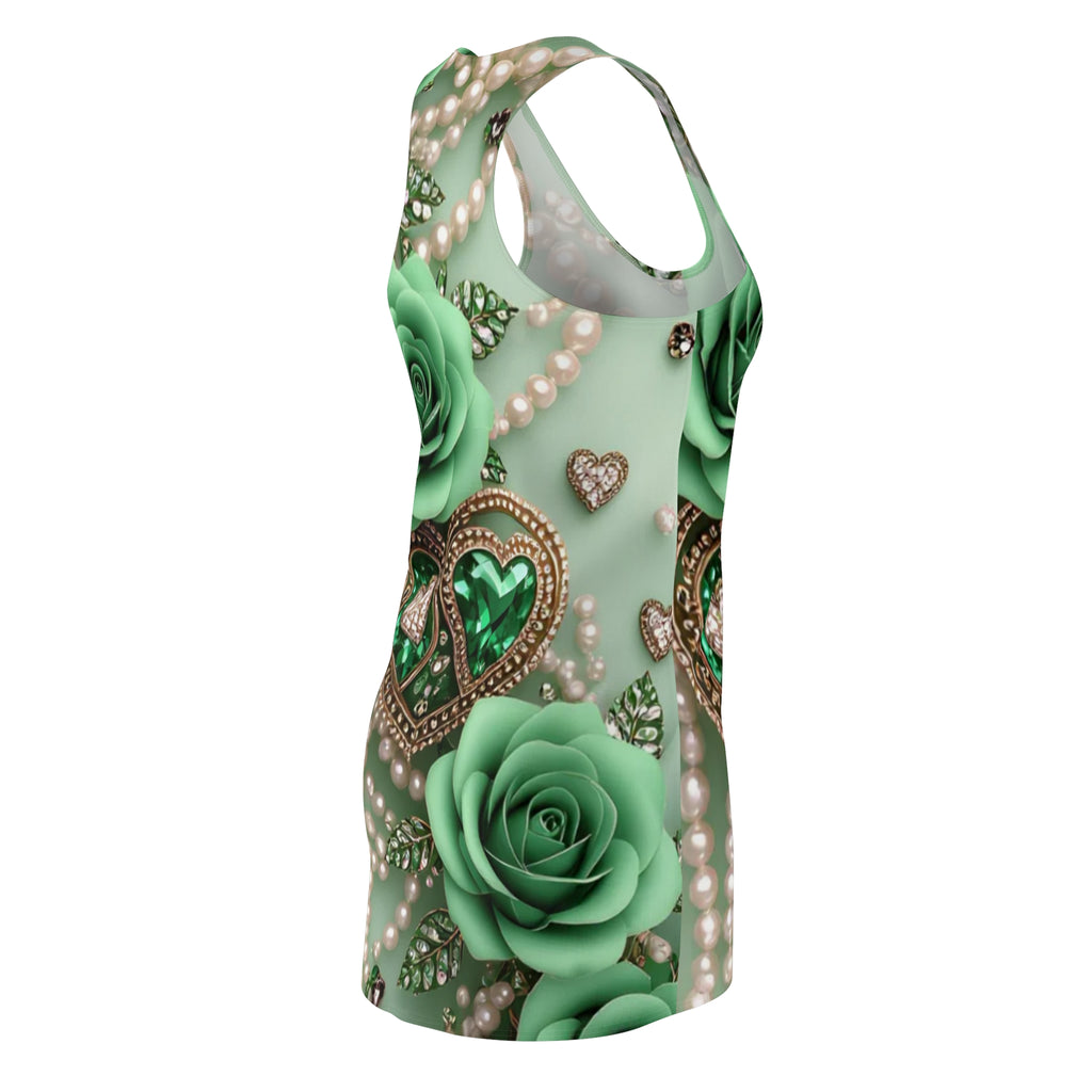 Racerback Dress — Emerald Rose Jewel Print