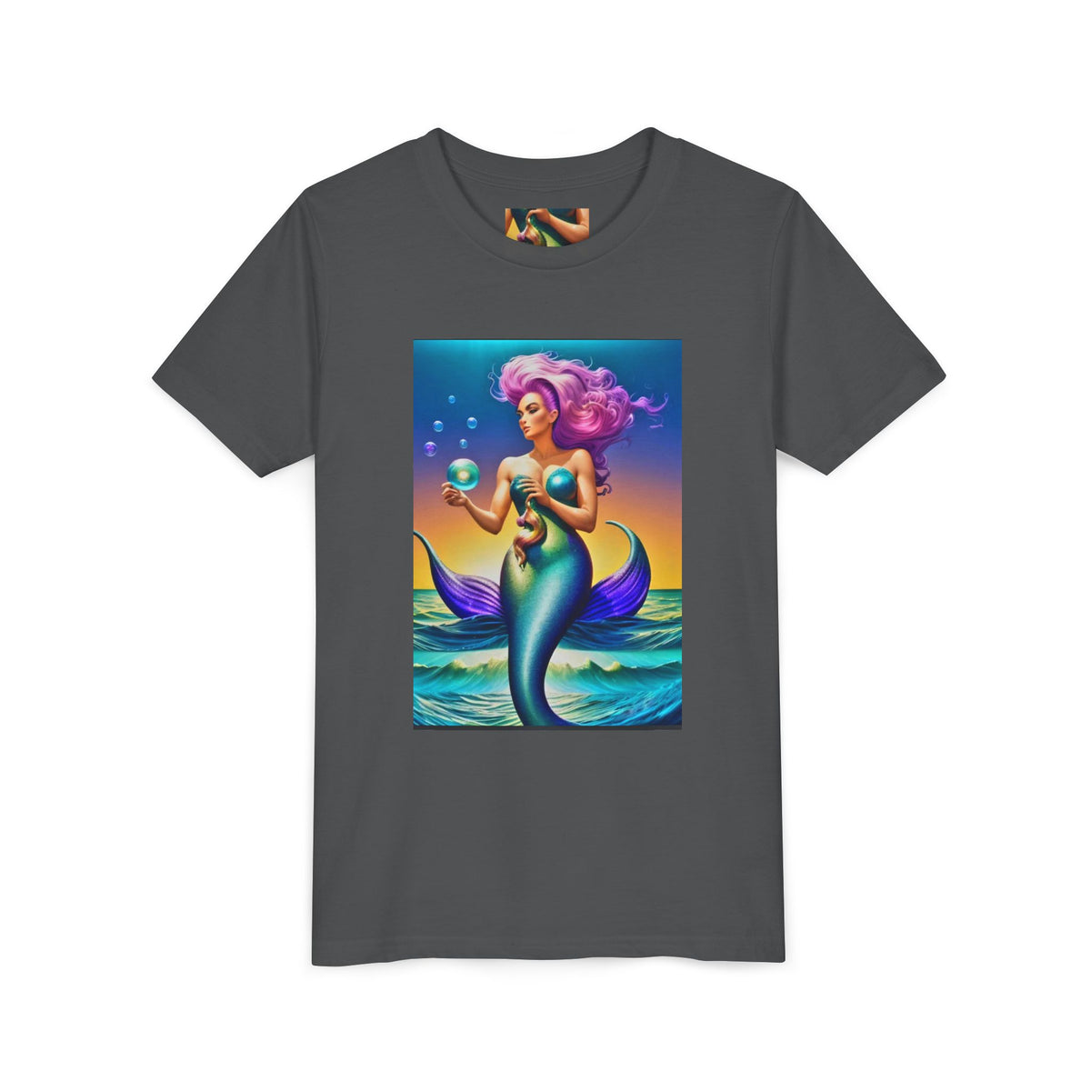 Youth Mermaid Tee — Colorful Fantasy Mermaid Graphic Shirt for Kids
