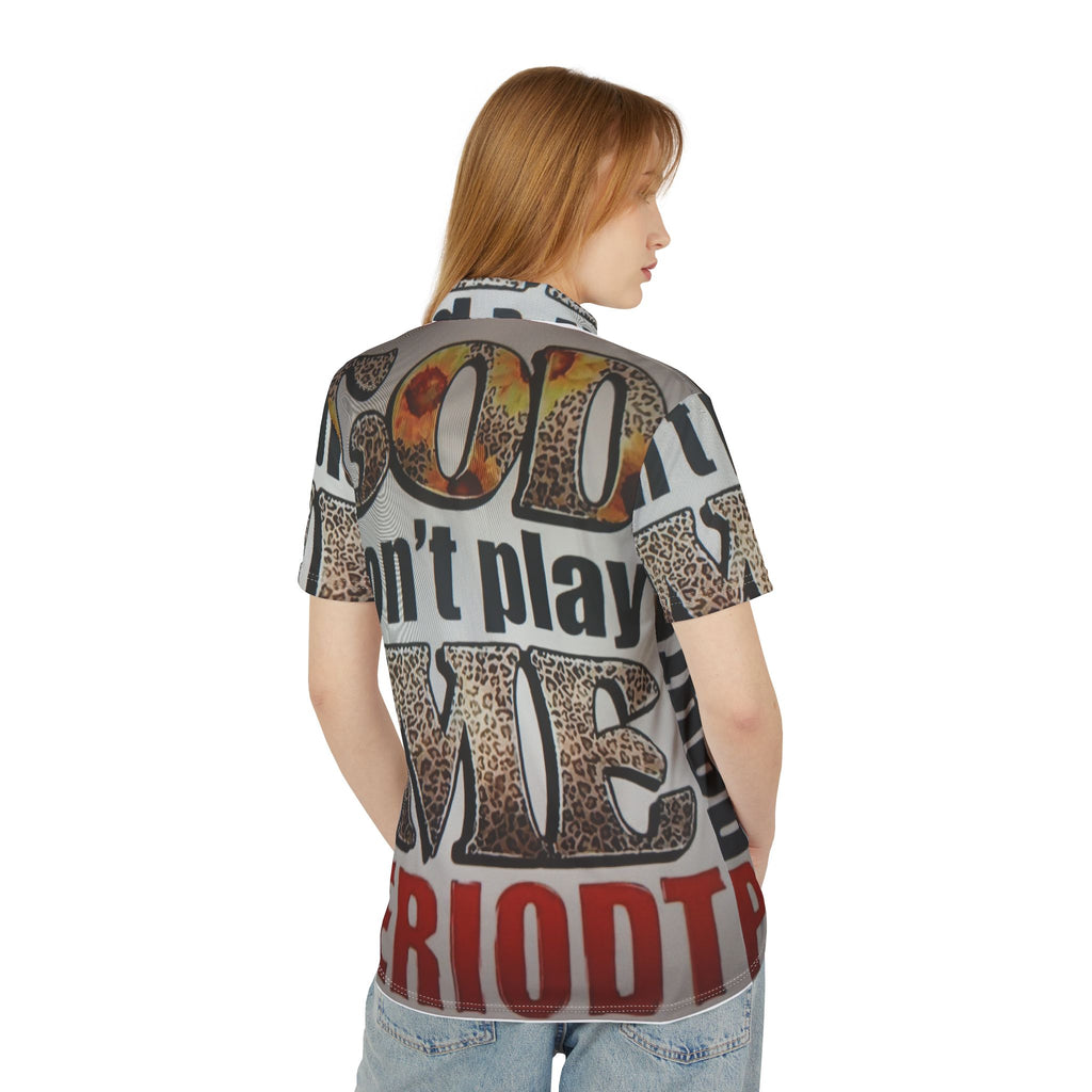 Polo Shirt — "Don't Play Me Periodt" Leopard Graphic