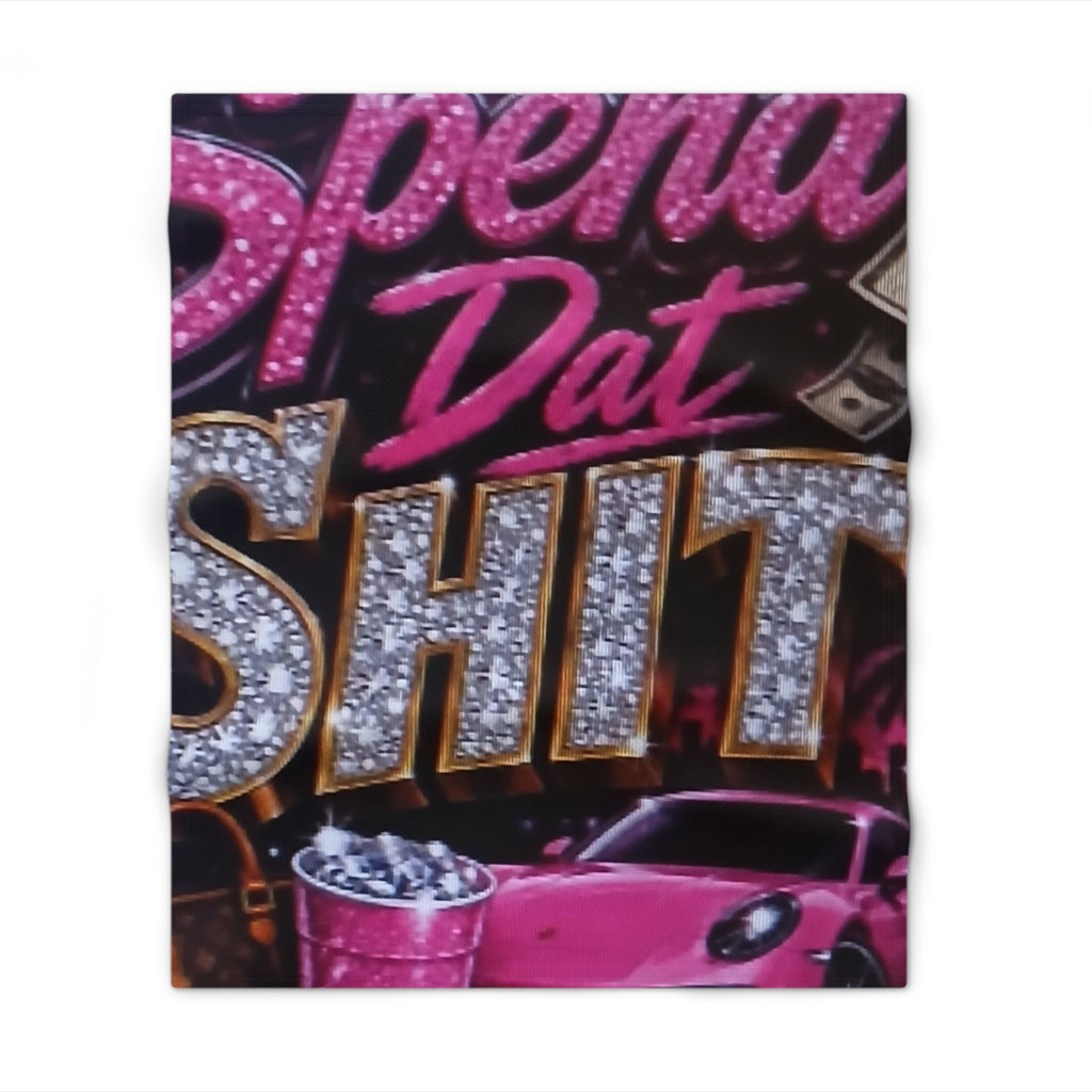 “Spend Dat Shit” Pink Glam Throw Blanket — Funny Bling Luxe Cozy Gift