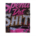 “Spend Dat Shit” Pink Glam Throw Blanket — Funny Bling Luxe Cozy Gift