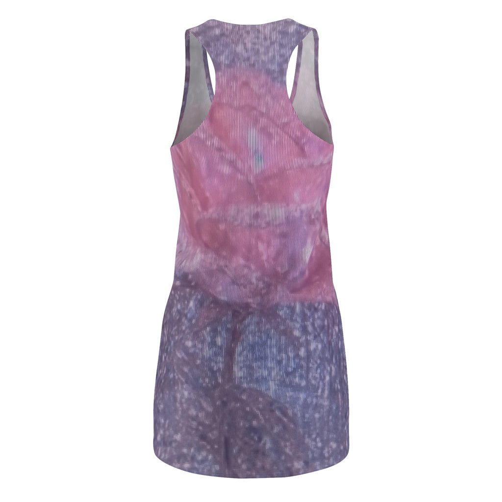 Pink Purple Abstract Racerback Dress – Marble Tie-Dye AOP