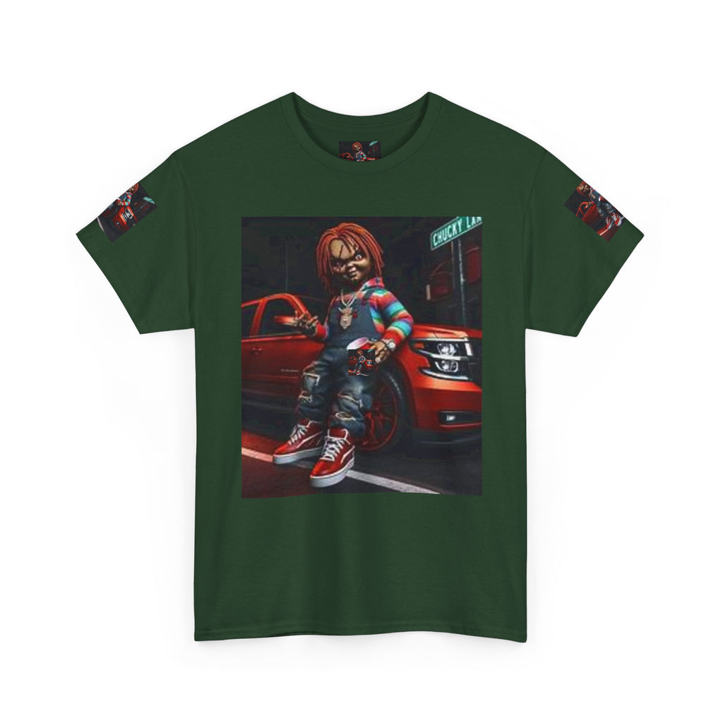 Horror Chucky Graphic Tee — Retro Red Car Street-Chill T-Shirt