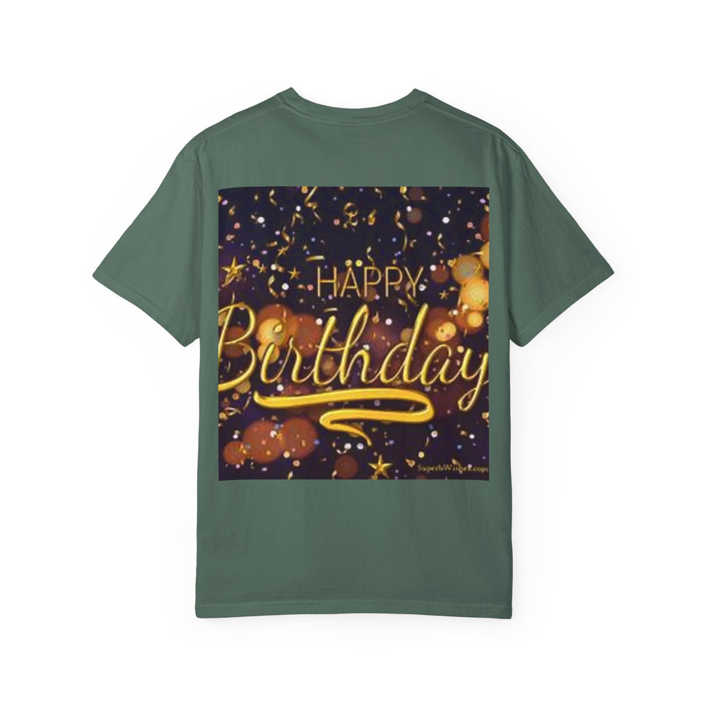 Birthday T-Shirt — Gold Confetti "Happy Birthday" Tee