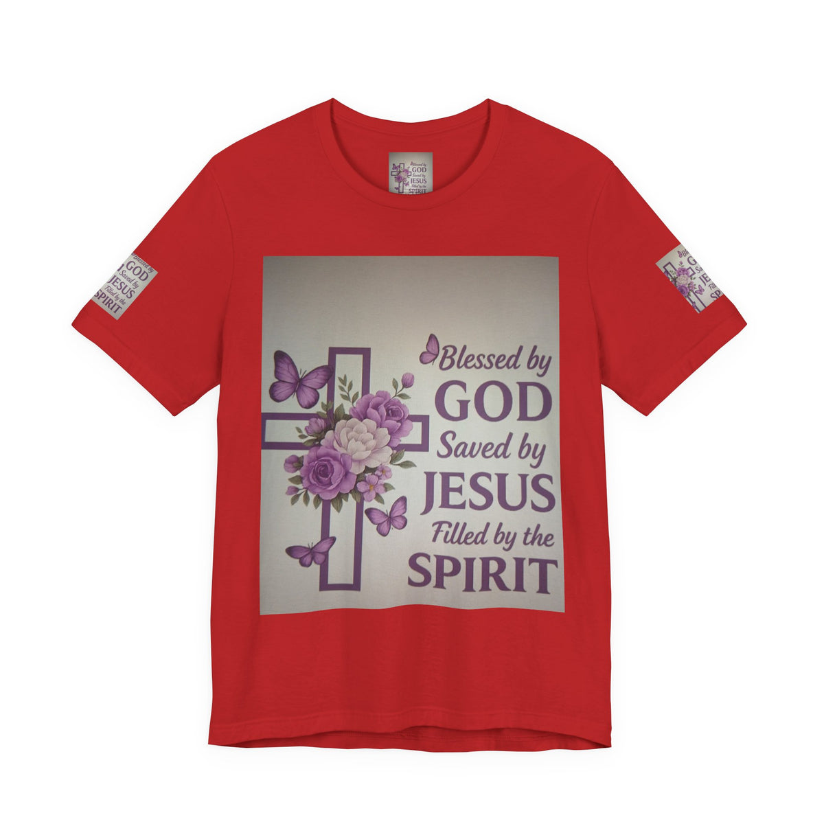 Blessed by God Christian T-Shirt — "Blessed by God, Saved by Jesus, Filled by the Spirit"