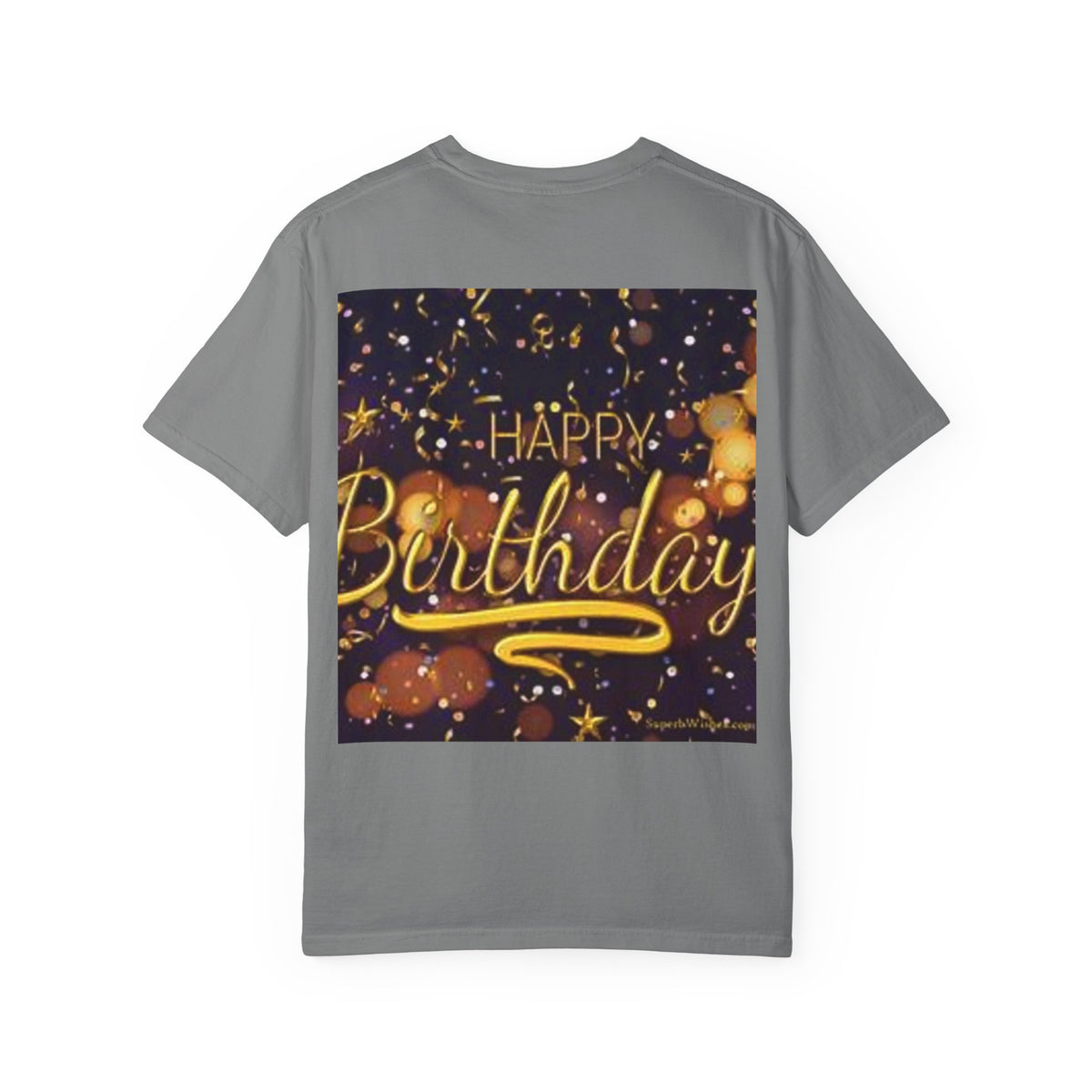 Birthday T-Shirt — Gold Confetti "Happy Birthday" Tee