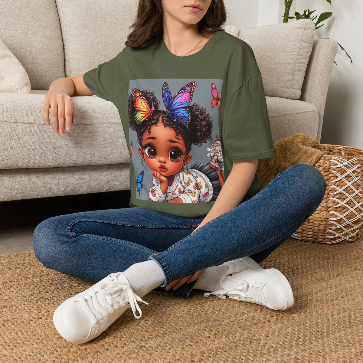 Butterfly Crown T‑Shirt — Cute Little Girl Illustration Tee