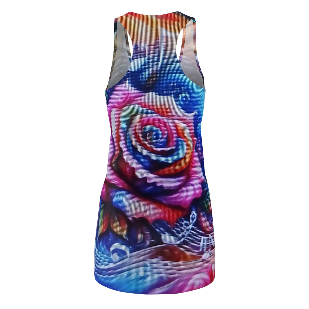 Racerback Dress — Vibrant Multicolor Rose Art Print