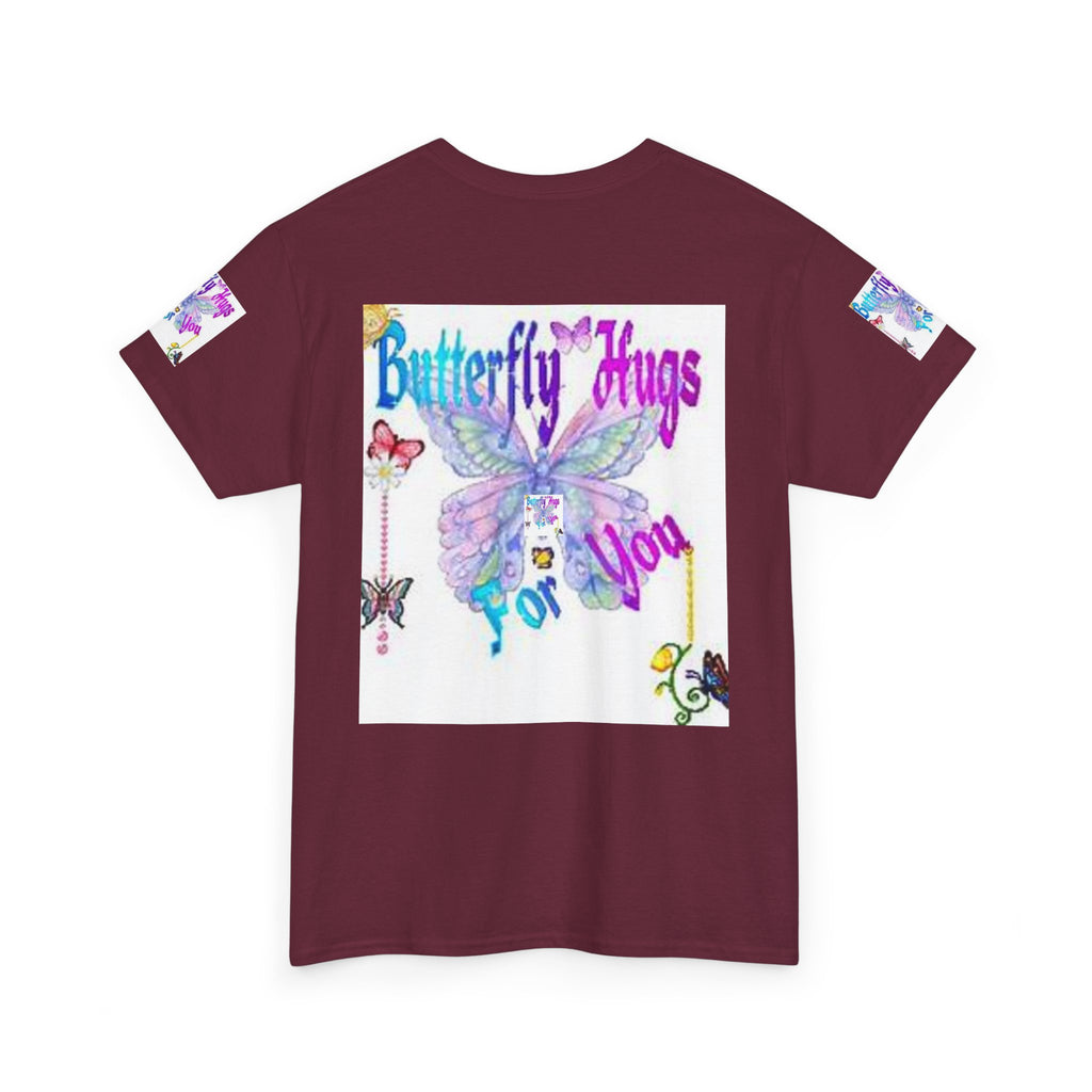 Butterfly Hugs Tee — Pastel Butterfly Graphic Shirt with "Butterfly Hugs For You"