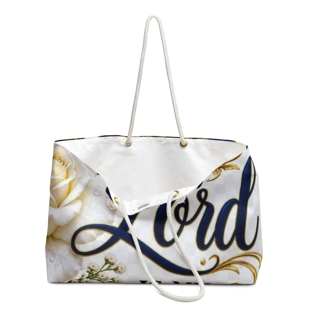 Religious Floral Weekender Bag — 'Lord' Psalm 23:1 Inspirational Travel Tote