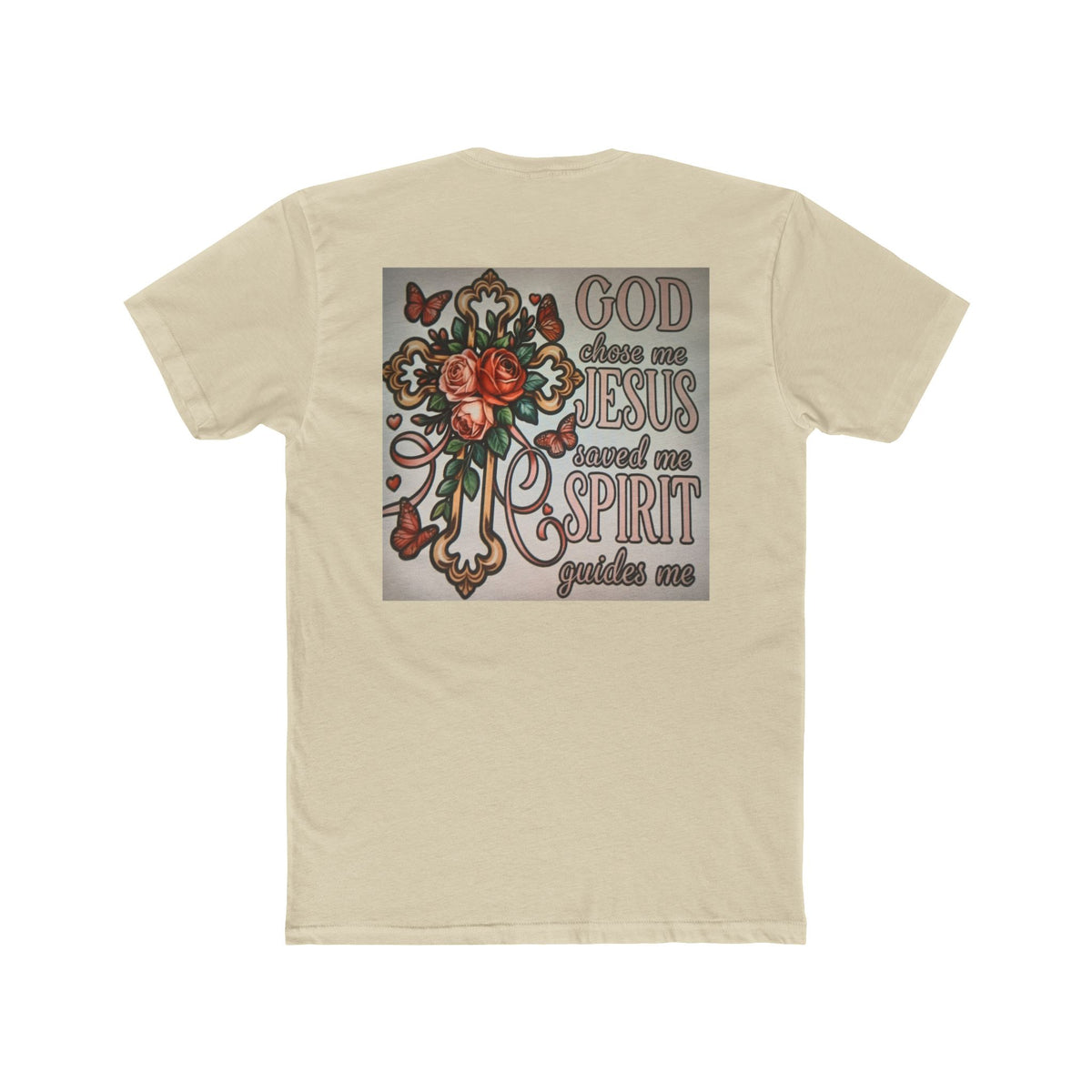 Christian Cross T-Shirt — "God Chose Me, Jesus Saved Me, Spirit Guides Me" Faith Tee