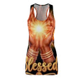 Blessed Hands Racerback Dress — Spiritual Prayer Sunburst AOP