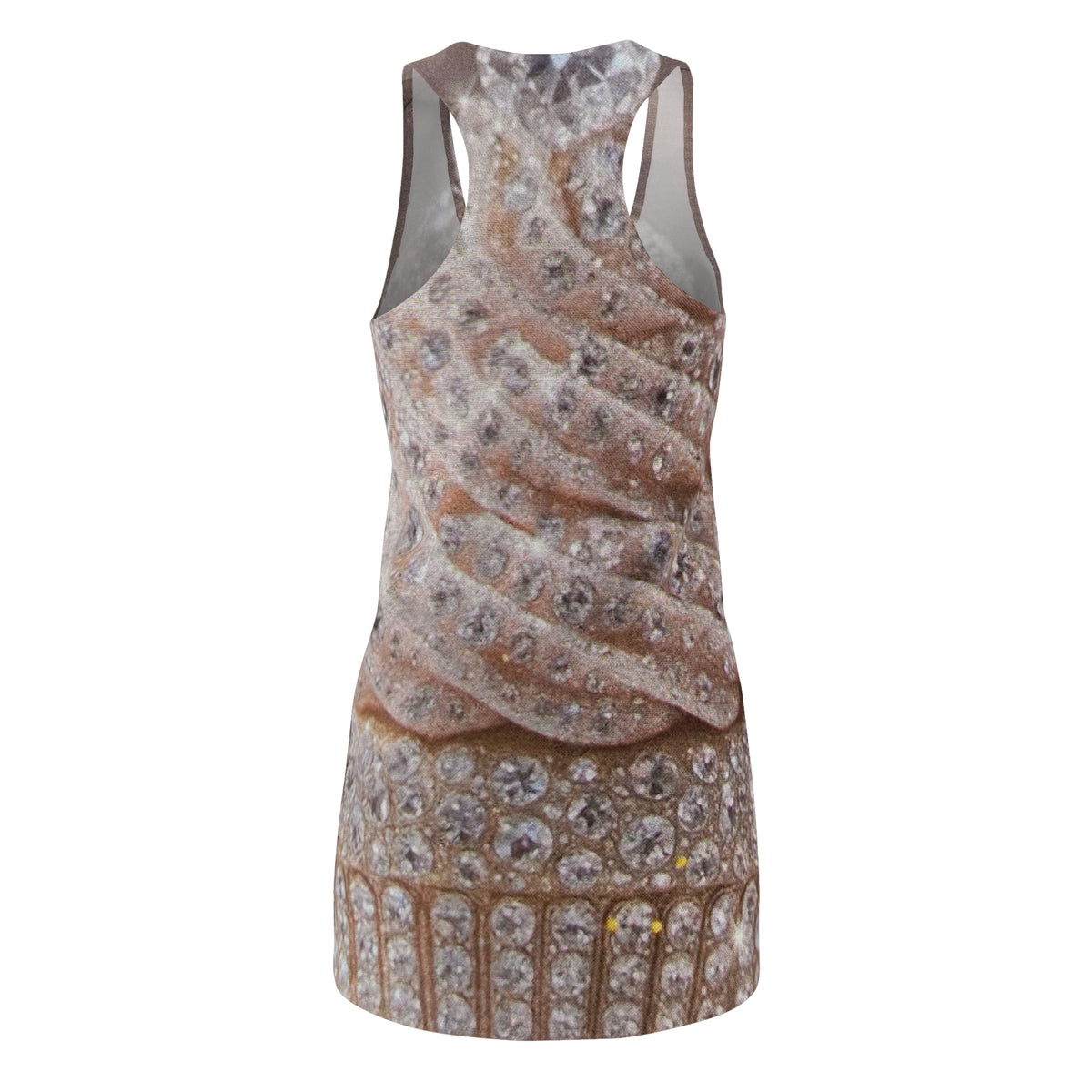 Rhinestone Spiral Racerback Dress — Sparkling Jewel Print Women's Dress
