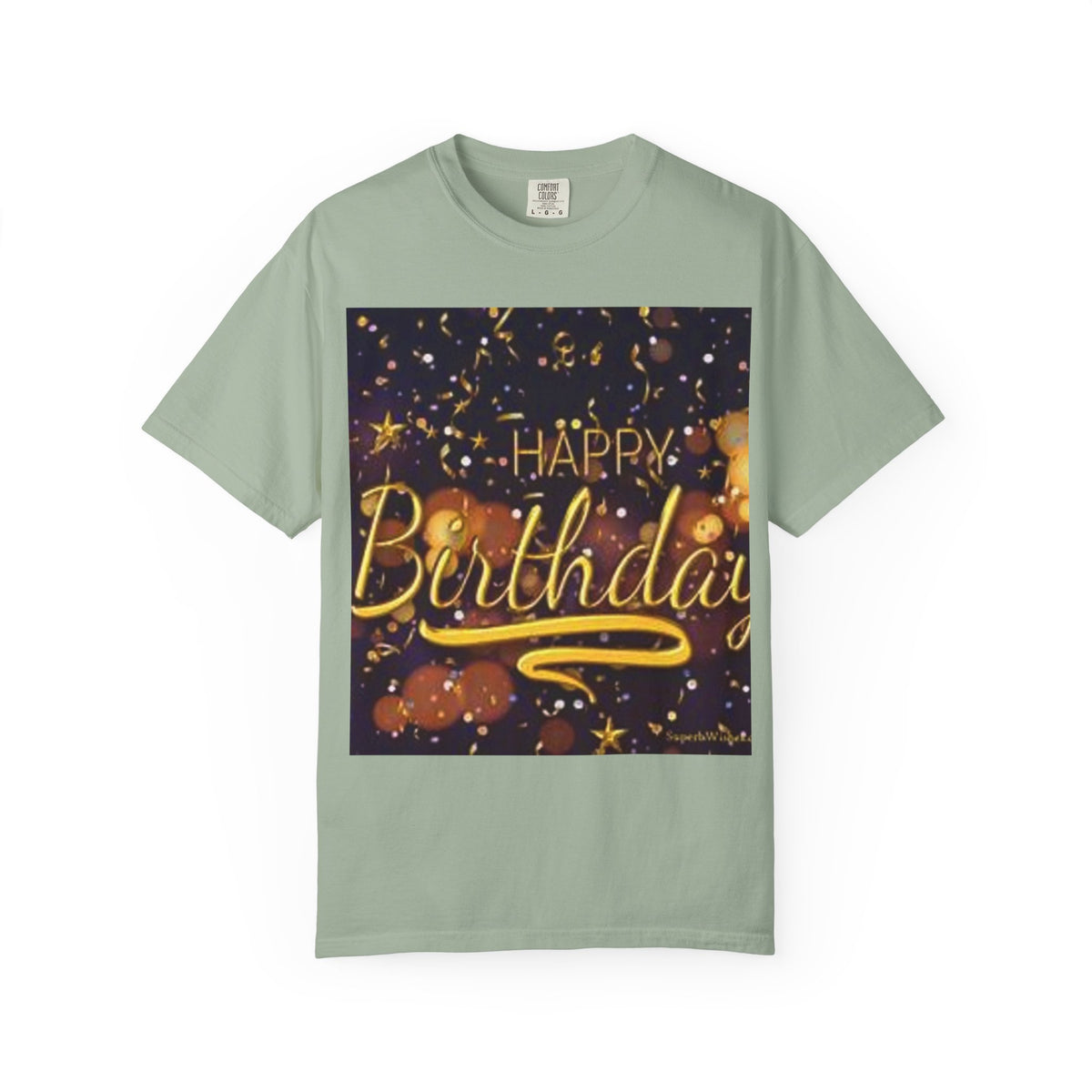 Birthday T-Shirt — Gold Confetti "Happy Birthday" Tee