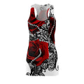 Red Rose Lace Racerback Dress – Gothic Floral All-Over Print