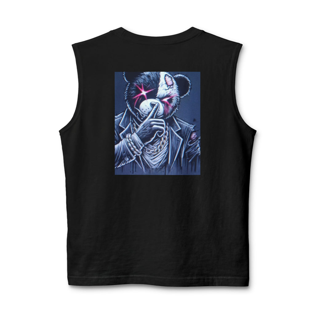 Mystery Bear Mask Muscle Tank — Dark Neon Graphic Tank Top
