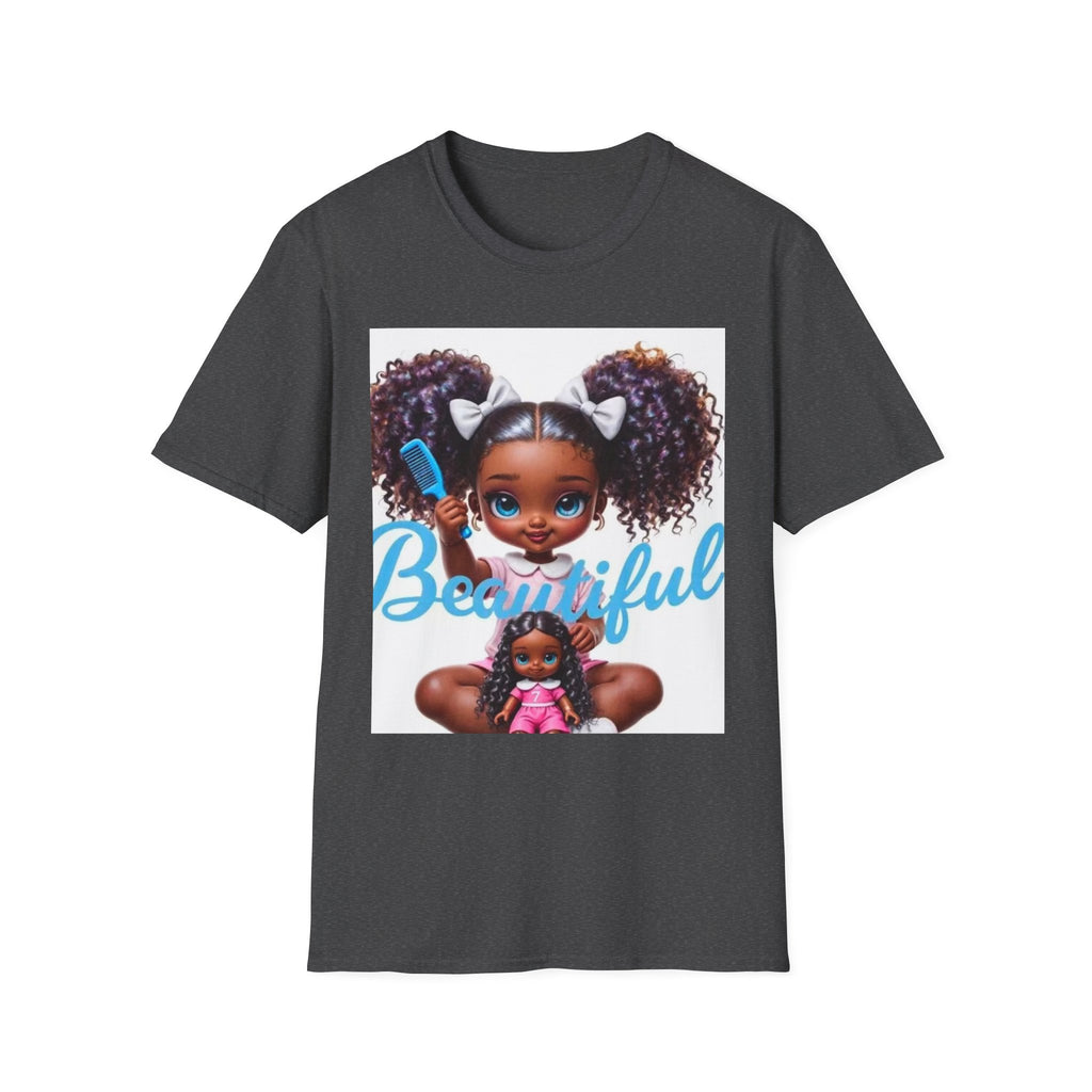 T-Shirt — "Beautiful" Cute Curly-Haired Doll Illustration Tee