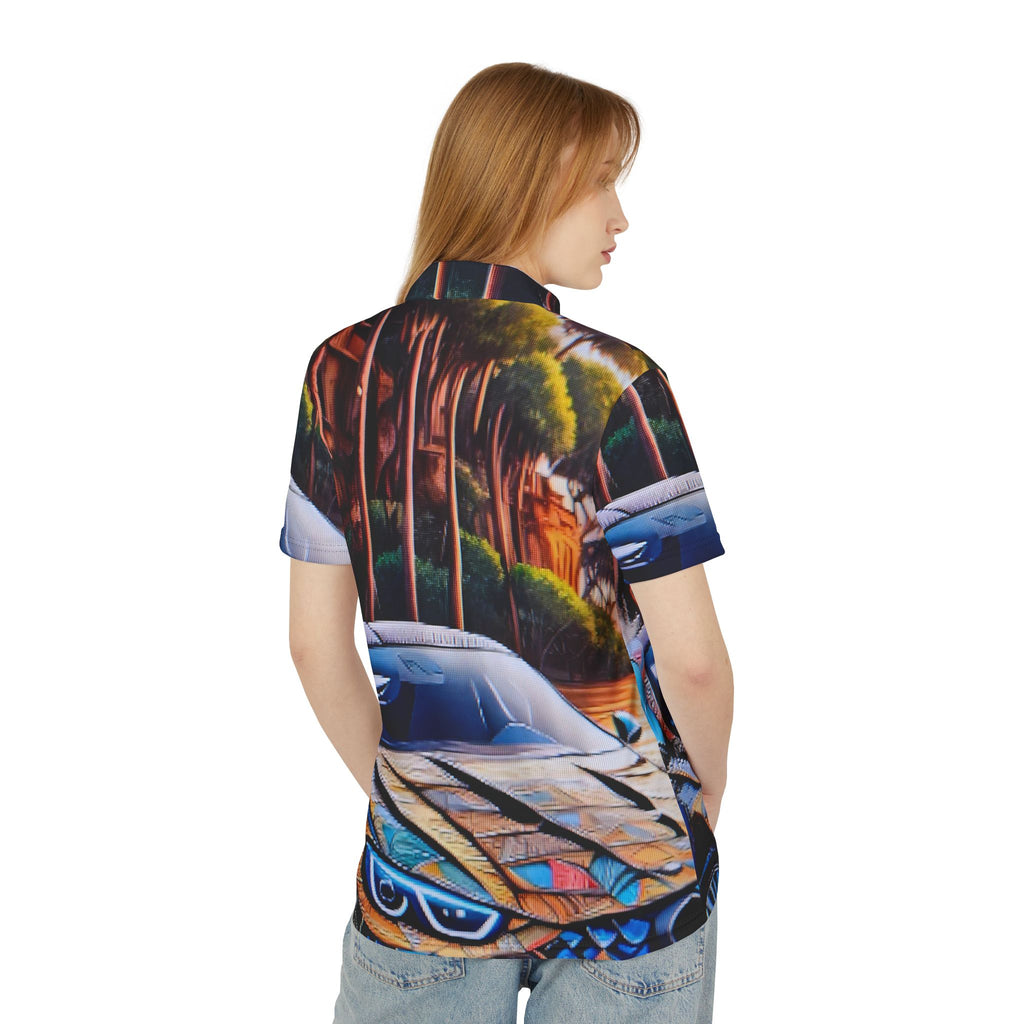 Car Graphic Polo Shirt — Sports Car Sunset All-Over Print
