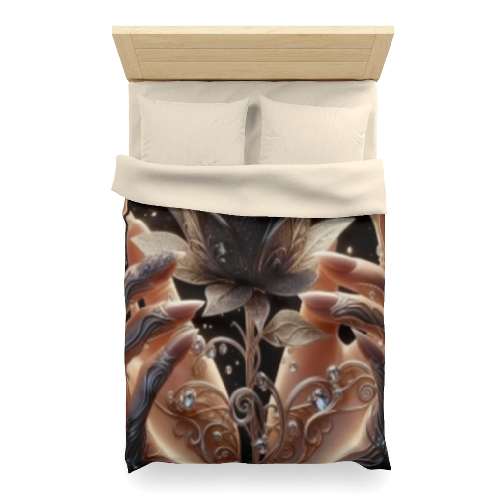 Black Rose Fantasy Duvet Cover — Elegant Floral Microfiber Bedding