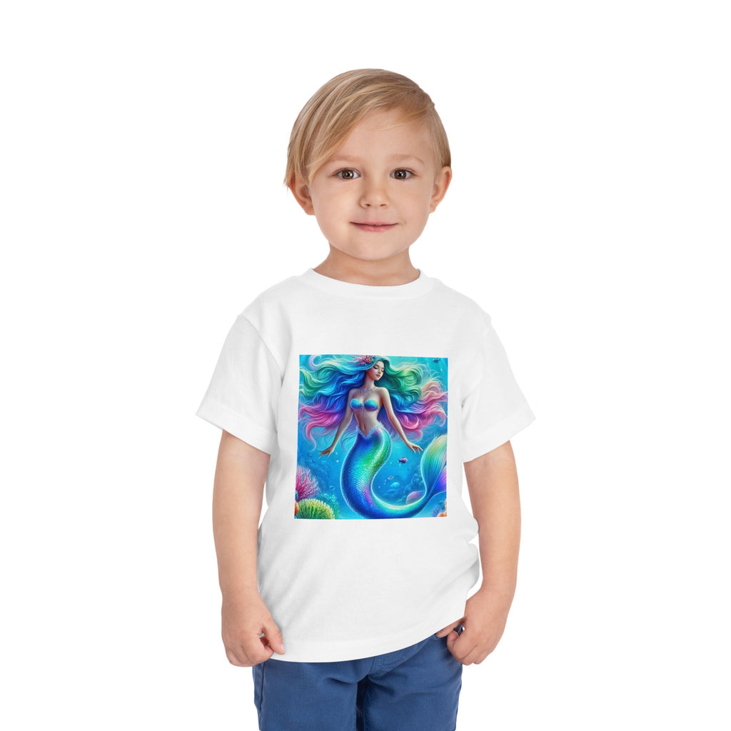 Toddler Mermaid Tee — Colorful Rainbow Sea Princess Short Sleeve Shirt
