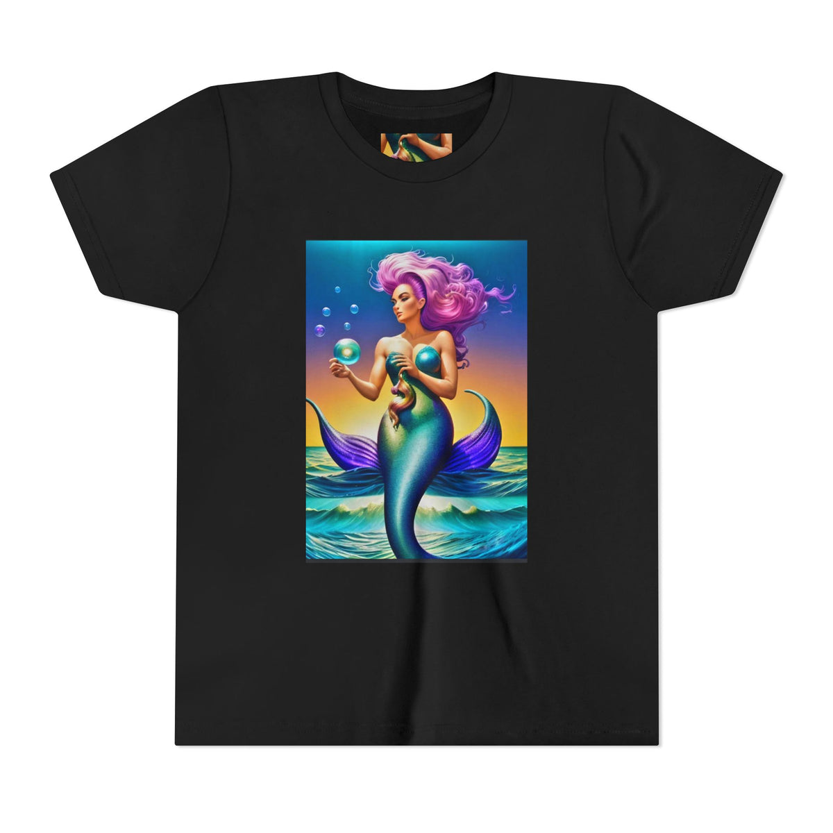 Youth Mermaid Tee — Colorful Fantasy Mermaid Graphic Shirt for Kids