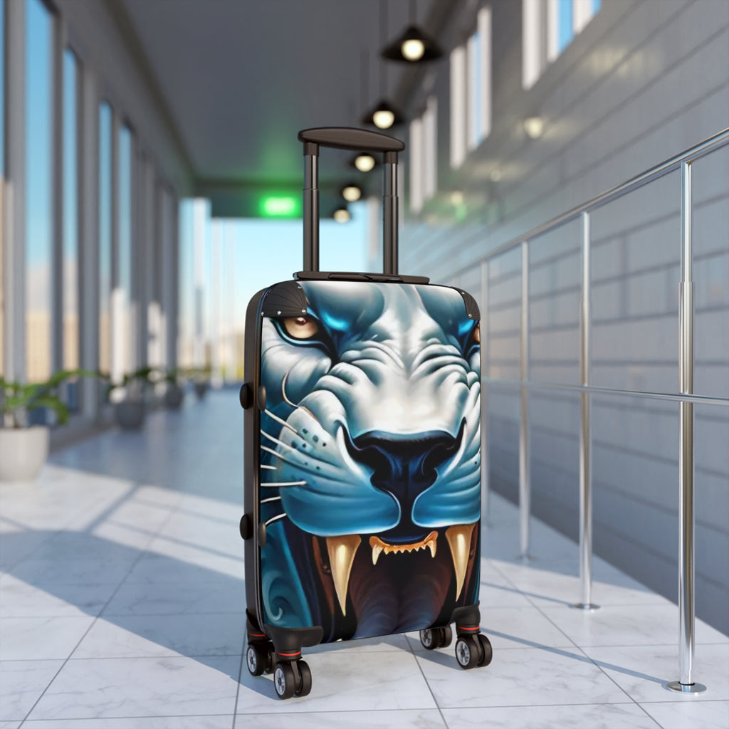 Roaring Blue Tiger Carry-On Suitcase — Bold Animal Print Luggage