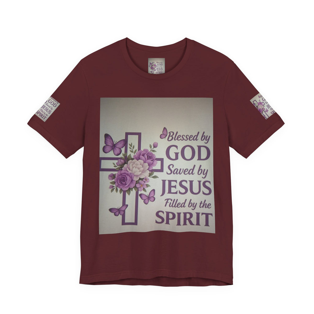 Blessed by God Christian T-Shirt — "Blessed by God, Saved by Jesus, Filled by the Spirit"