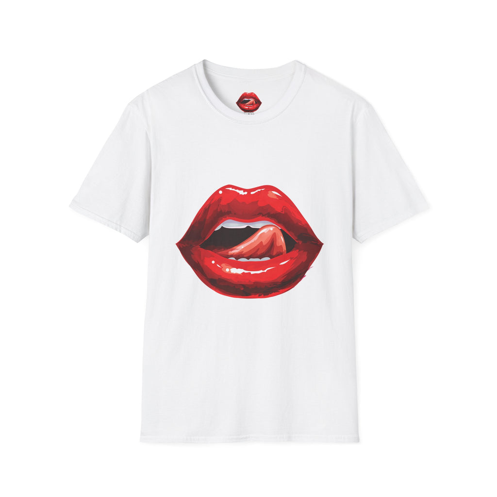 Graphic Tee — Glossy Red Lips Tongue-Out Design