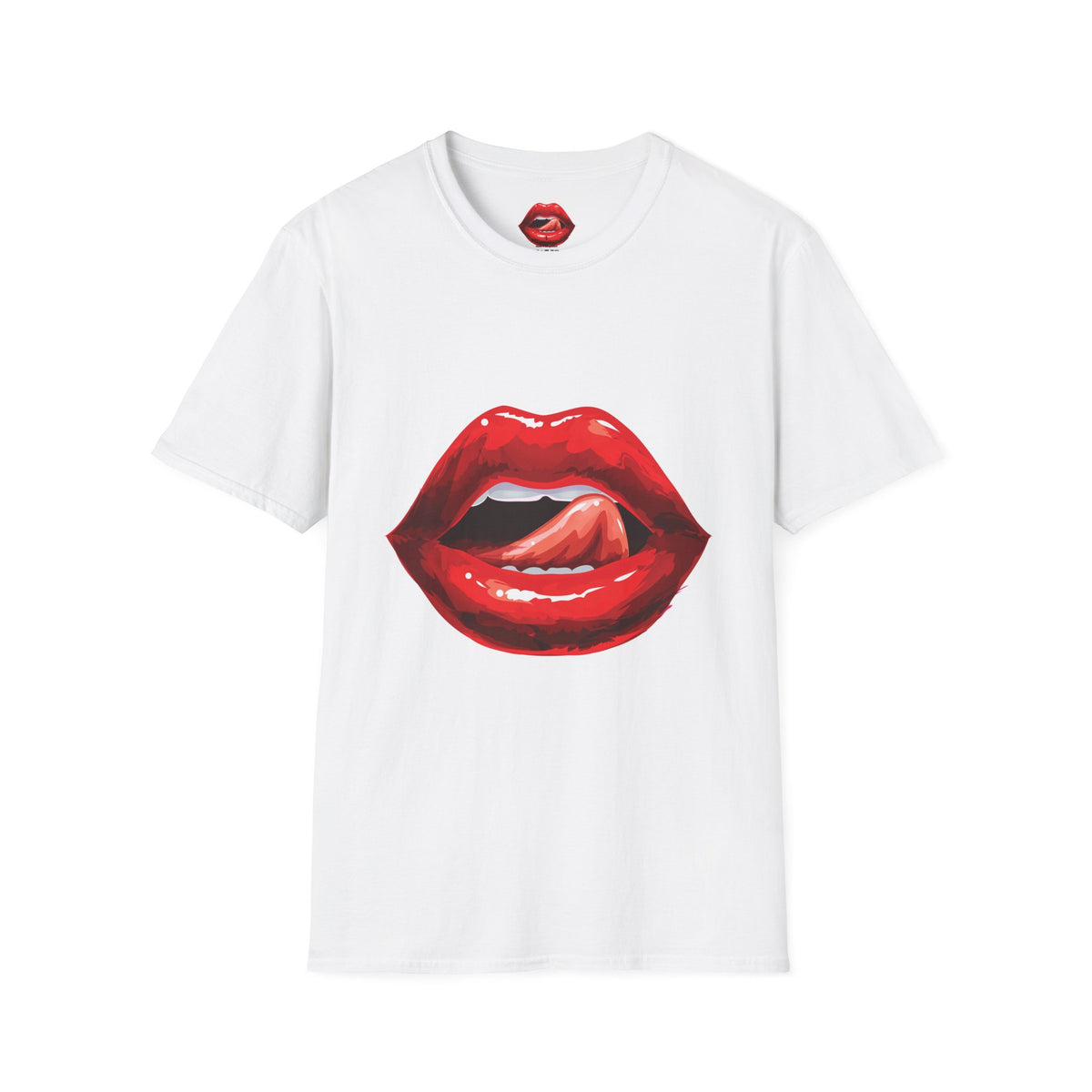 Graphic Tee — Glossy Red Lips Tongue-Out Design