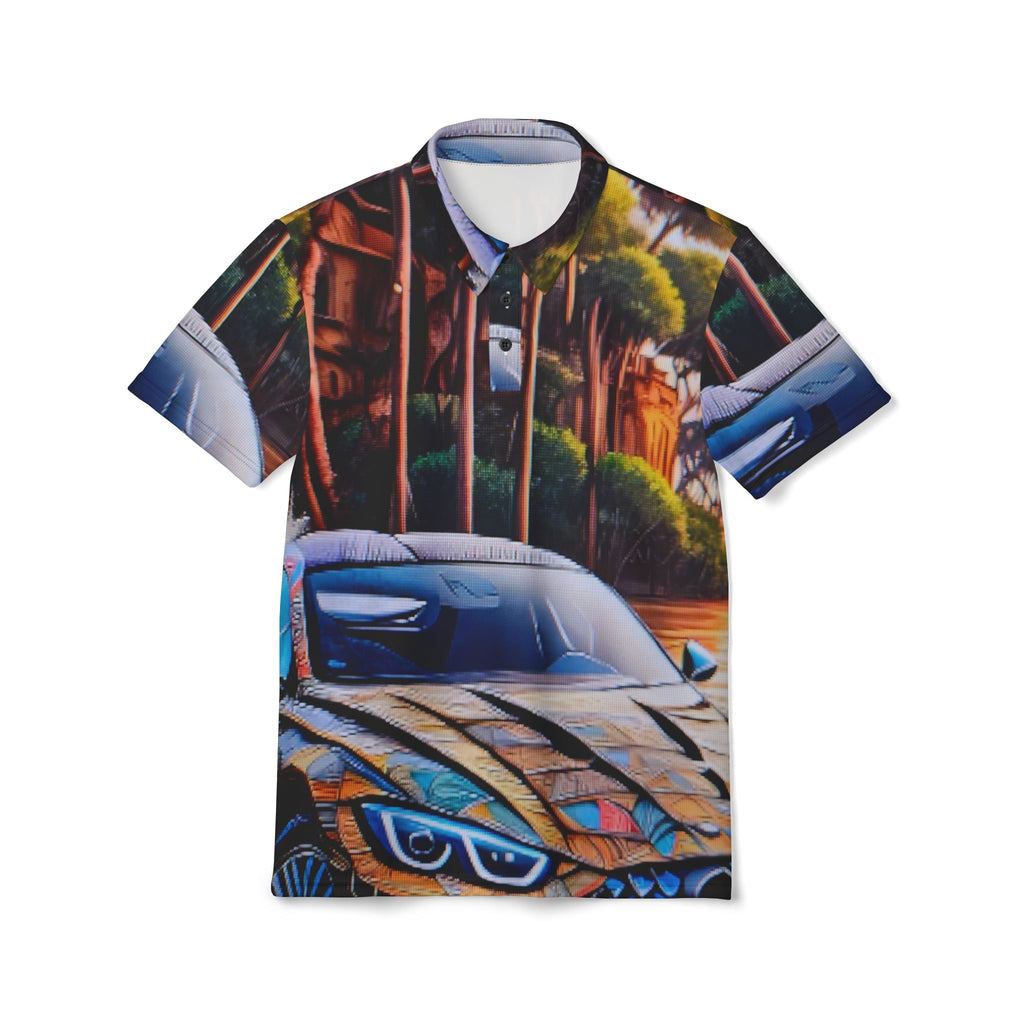 Car Graphic Polo Shirt — Sports Car Sunset All-Over Print