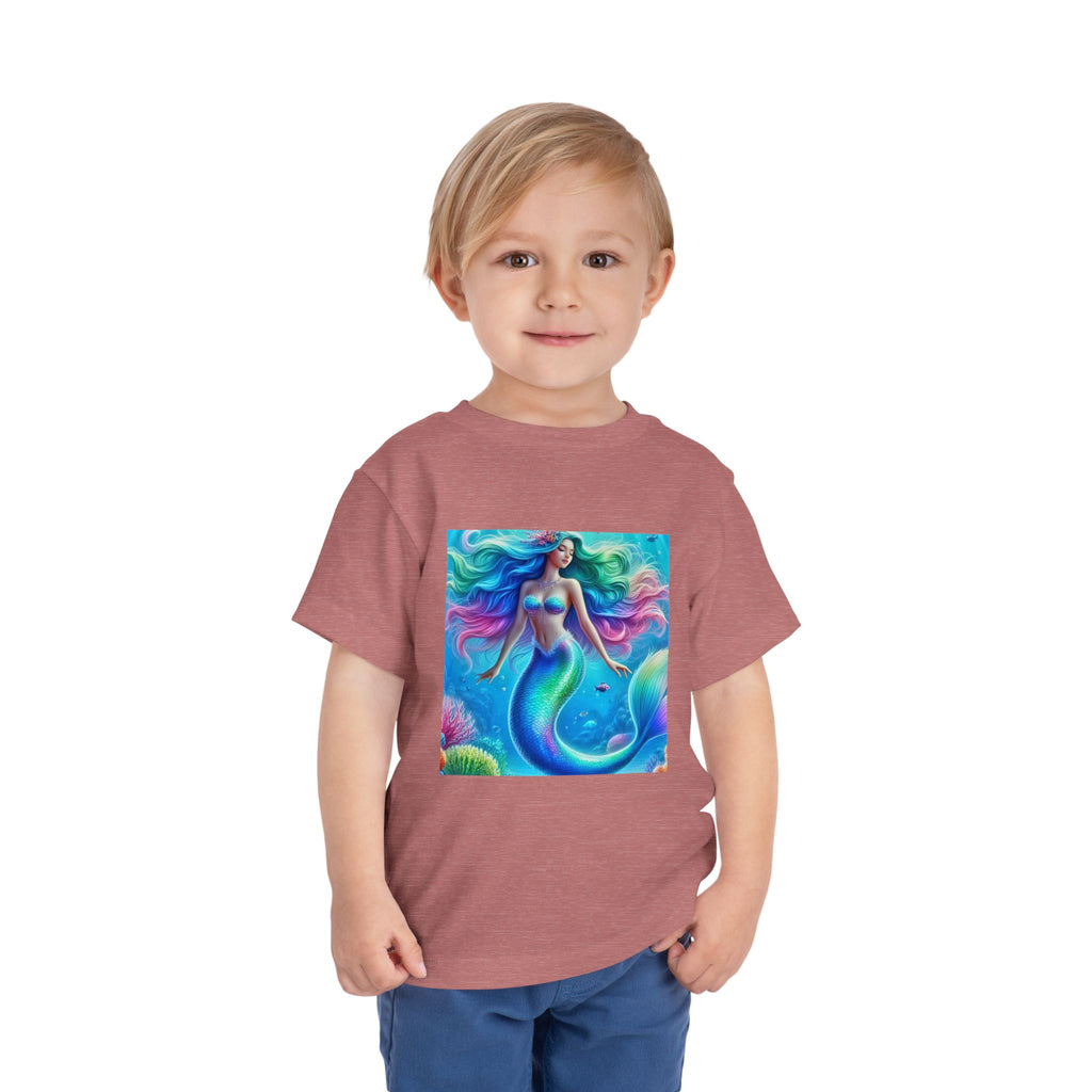 Toddler Mermaid Tee — Colorful Rainbow Sea Princess Short Sleeve Shirt