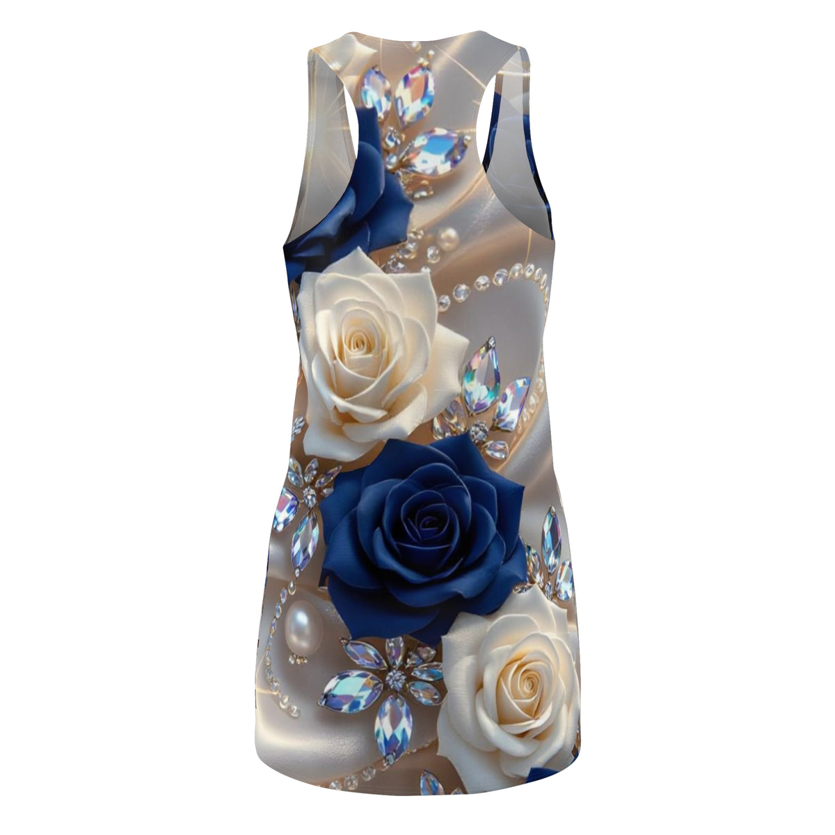 Racerback Dress — Navy & Ivory Rose Jewel Print