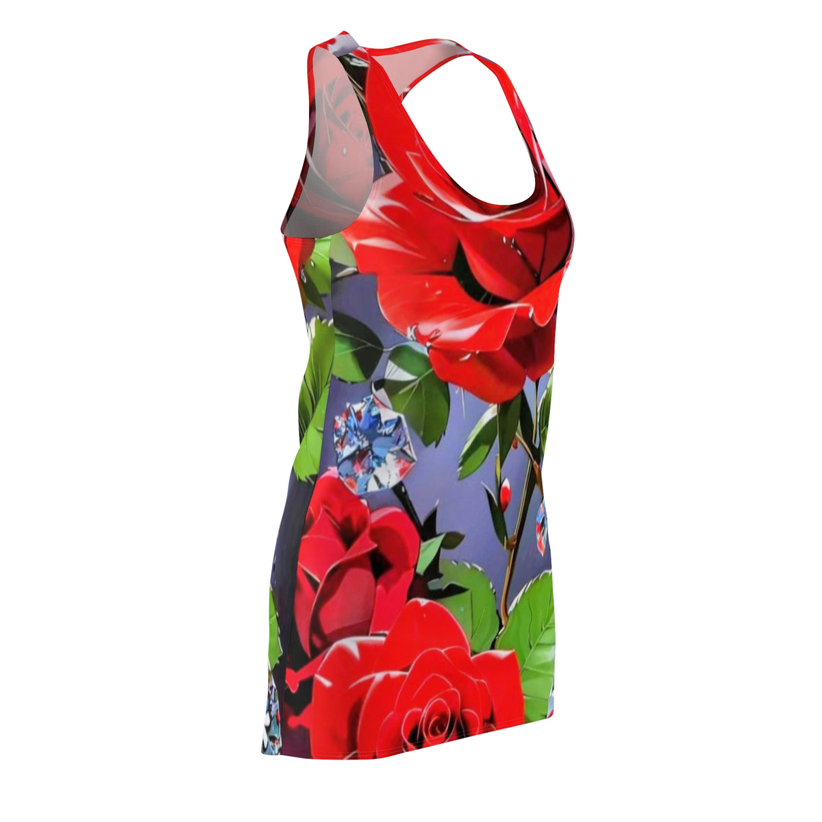 Red Rose All-Over Print Racerback Dress — Floral AOP Summer Dress