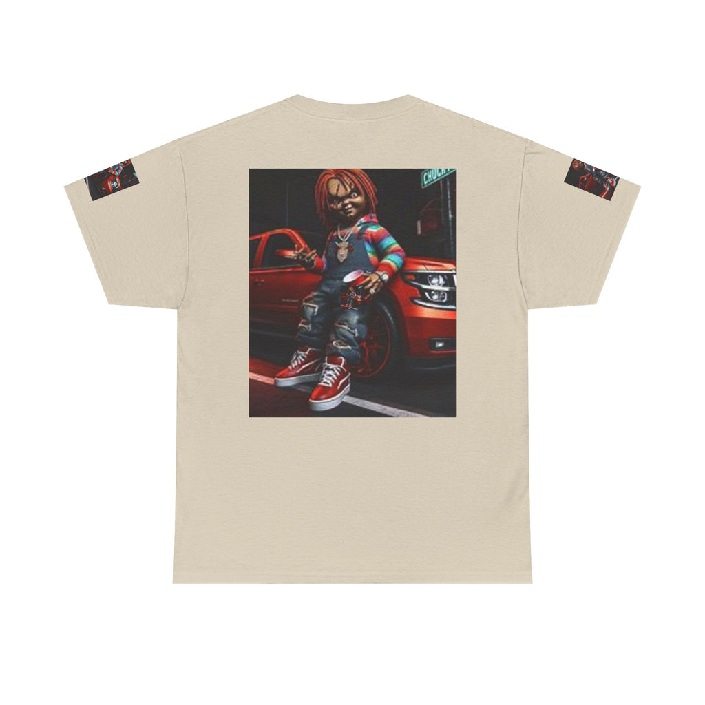 Horror Chucky Graphic Tee — Retro Red Car Street-Chill T-Shirt