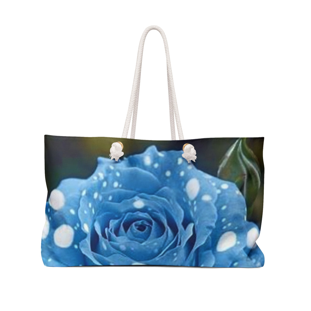 Blue Polka Dot Rose Weekender Bag — Floral Travel Tote
