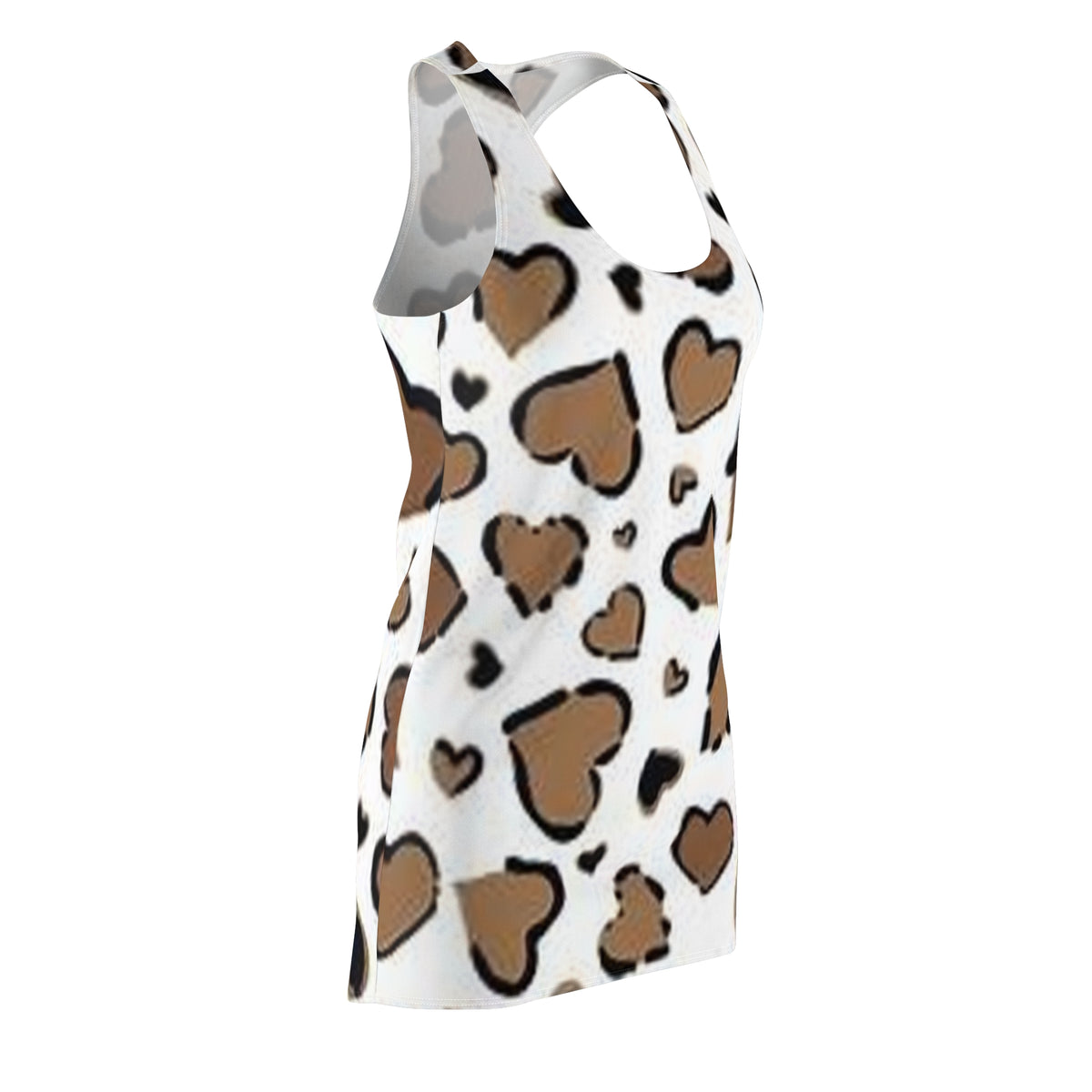 Heart Leopard Racerback Dress — Brown & White AOP Summer Sundress