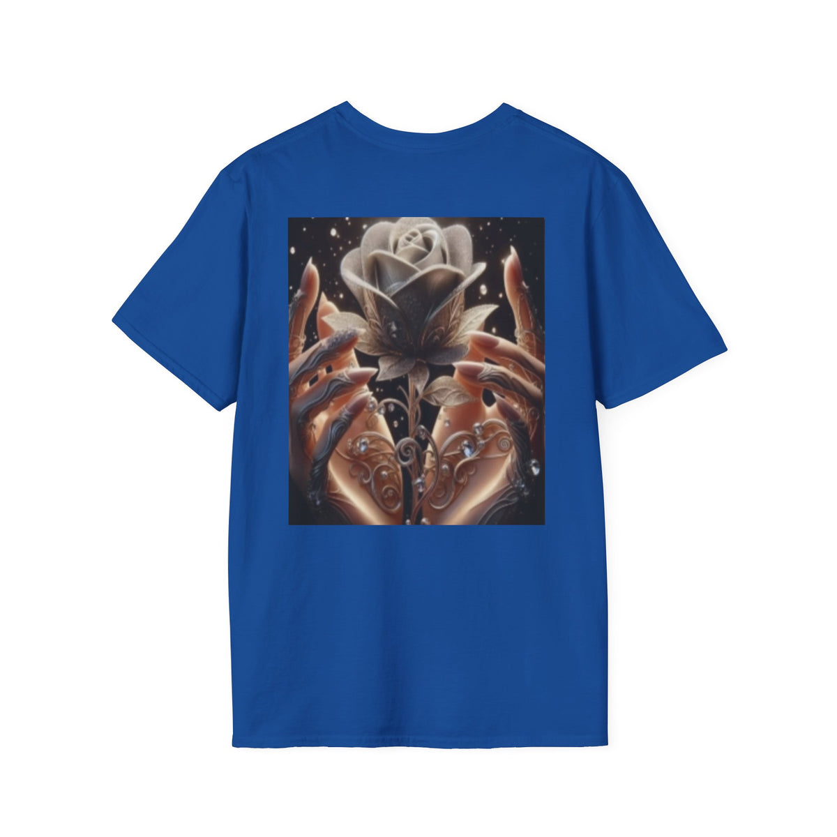 Floral Mystic Rose T‑Shirt — Ethereal Hands & Black Rose Graphic Tee