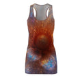Sunburst Floral Racerback Dress — Galaxy Orange Bloom All-Over Print