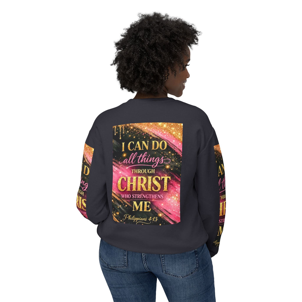 Philippians 4:13 Christian Crewneck Sweatshirt — "I Can Do All Things Through Christ" Inspirational