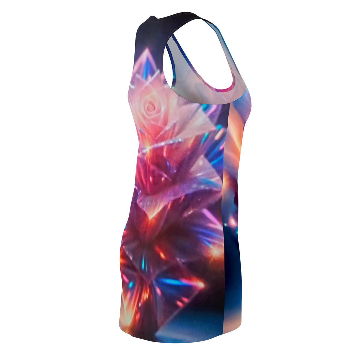 Galaxy Rose Racerback Dress — Floral Cosmic All-Over Print