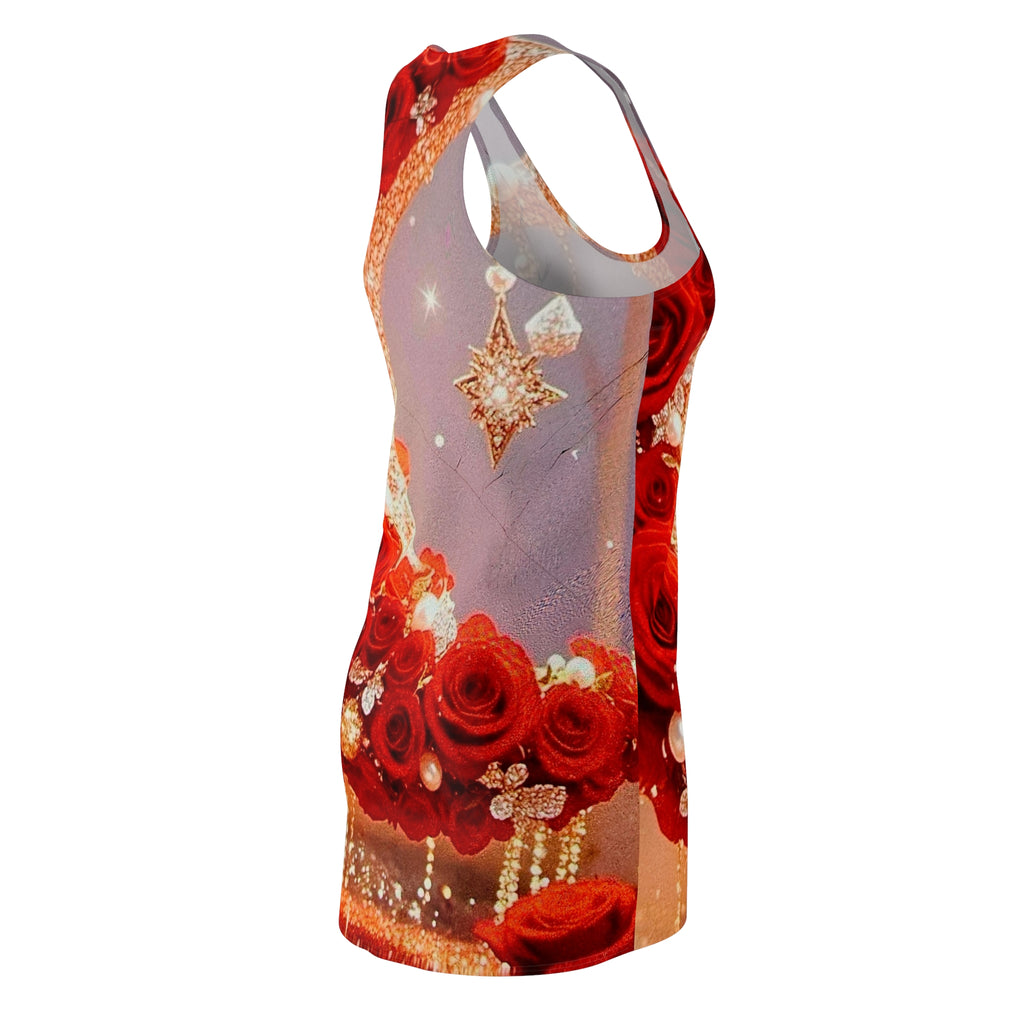 Red Rose Jewel Racerback Dress — Floral Crown & Pearl Accents