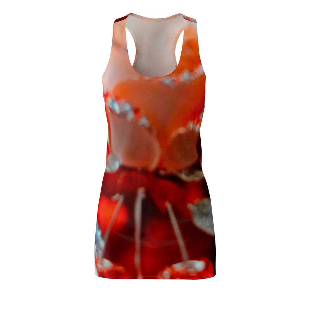Red Floral Racerback Dress – Abstract Poppy Print All-Over