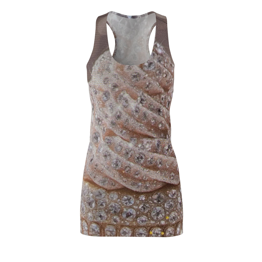 Rhinestone Spiral Racerback Dress — Sparkling Jewel Print Women's Dress