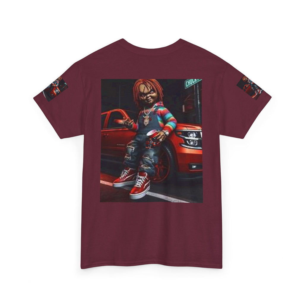 Horror Chucky Graphic Tee — Retro Red Car Street-Chill T-Shirt