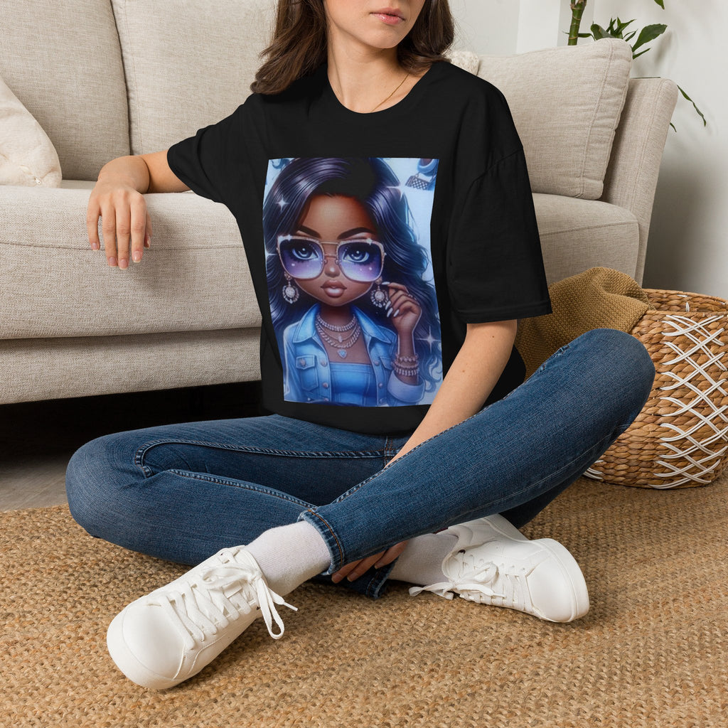 Afro Chic Graphic Tee — Girl with Sunglasses Illustration